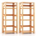 thumbnail image 1 of Gymax 2PCS 4-Tier Bookshelf Floor Storage Shelf w/ Rubber Wood Frame Anti-Toppling Kits, 1 of 9