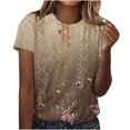 thumbnail image 1 of Birdeem Womens Casual Retro Printed Round Neck Short Sleeved Top, 1 of 1