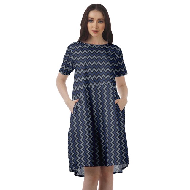 Moomaya Robes à Manches Courtes Grande Taille pour Femmes Col Rond Mini Tuniques Robes
