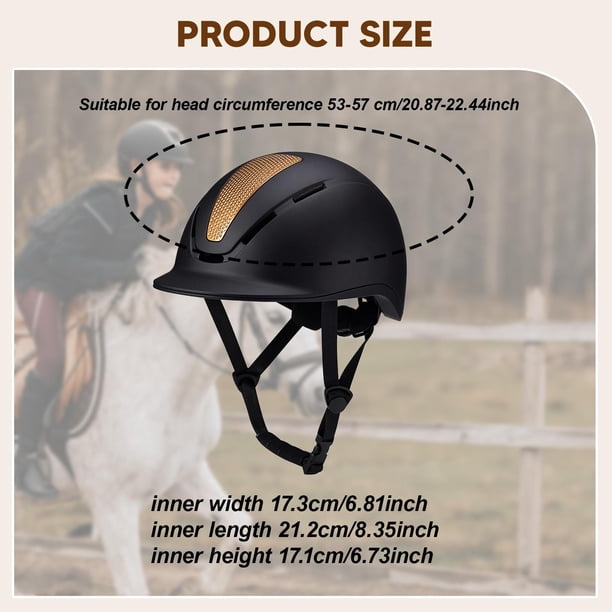 Casque d'Équitation S SERENABLE Ajustable Fournitures Équestres Casque de Vélo Équipement pour Cheval Or