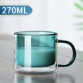 thumbnail image 2 of Promotion!Verres Transparents Double Paroi Tasse à Café Vaisselle avec Poignée pour Vin Thé Ou Cappuccino Vert, 2 of 11