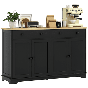 HOMCOM Buffet Armoire avec Tiroirs de Rangement Tablettes Ajustables Noir