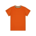 thumbnail image 4 of Ocealan Lot de 2 T-Shirts à Col Rond à Manches Courtes pour Garçons et Filles, Couleur Unie, Été, Décontracté, Coton, Hauts Tee 2-12 Ans Orange 7-8, 4 of 6
