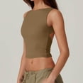thumbnail image 3 of Timegard Camisoles Courtes pour Femmes Col Ras du Cou Sans Manches Ajustées Chemises Couleur Unie Hauts de Sortie, 3 of 6