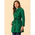thumbnail image 2 of INSPIRE CHIC Manteau Long Trench Élégant d'Hiver pour Femme à Col à Revers Vert TP, 2 of 6