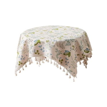 Feltree Chemin de Table en Coton-Lin 60x60cm avec Broderie, Napperon de Table de Cuisine Résistant à la Chaleur pour Déco de Salle à Manger de Style Ferme – Placement Réversible pour Contextes Décontractés/formels