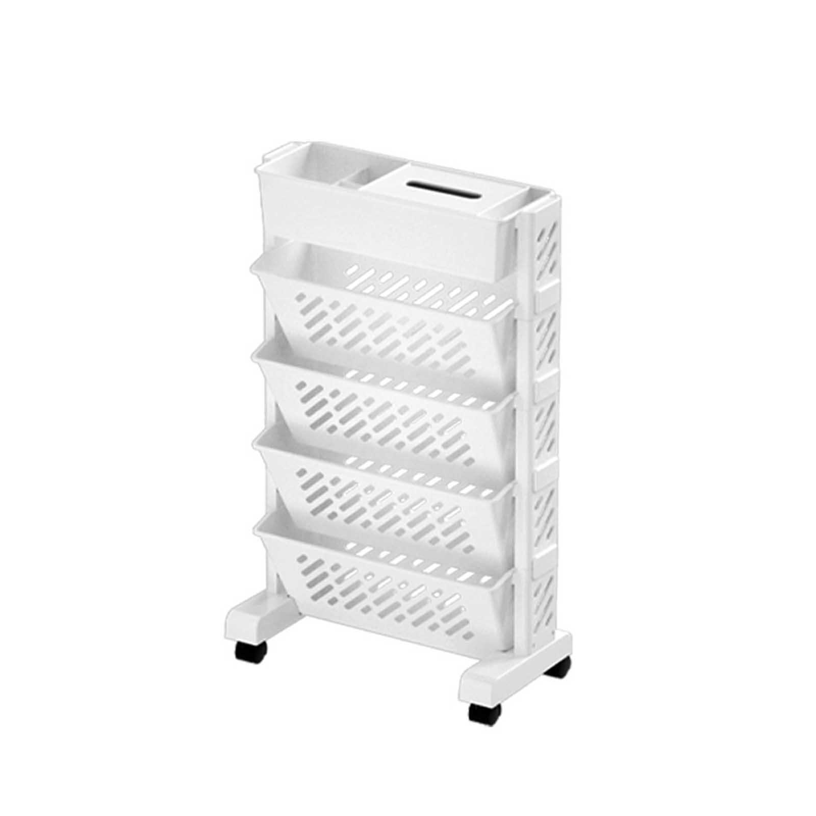 Fesfesfes Clearance Mobile Book Storage Cart with Locking Wheels Rolling Floor Bookcase for Classroom, Office, Bedroom, Adjustable Shelf Heights