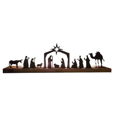 Yhmxh Nativity Scene Nativity Sets For Christmas Indoor Metal Nativity Set With Wood Base People Nativity Set Tree Nativity For Christmas Table Decoration Christmas Party Decorations Christmas Gifts