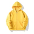 thumbnail image 1 of Milgrthf Unisexe Garçons Filles Chandails d'Automne Sport Décontracté Manches Longues Fermeture Éclair Complète Mignon Col Ras du Cou Basique Couleur Unie Chandails à Capuchon Chandail avec Poche Jaune 7-8 Ans, 1 of 5