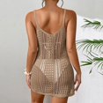 thumbnail image 4 of QIPOPIQ Robes de Plage pour Femmes à Manches Courtes Sans Manches à Bretelles Col en V Ajourée Robe d'Été de Plage Couvre-Maillot de Bikini Robe à Lacets Offres 2023, 4 of 4