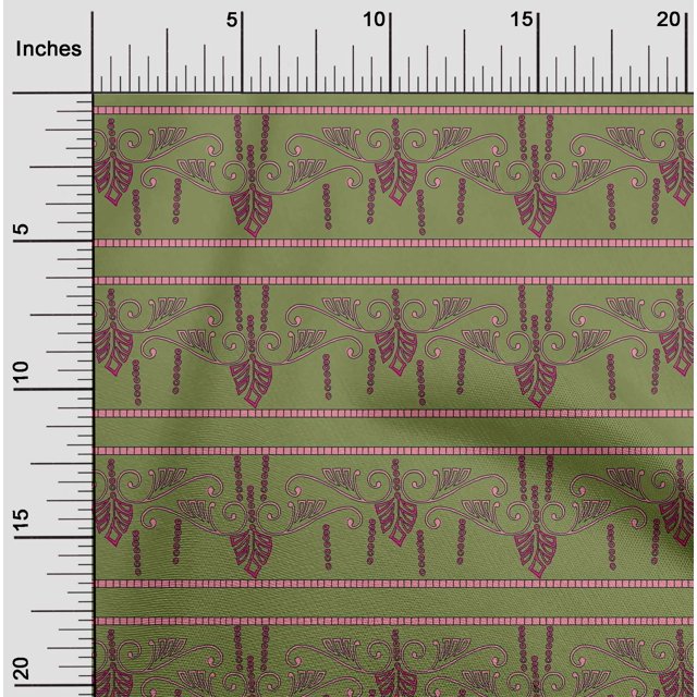 oneOone Polyester Lycra Fabric Swirl & Floral Block Printed Craft Fabric BTY 56 Inch Wide