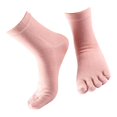 thumbnail image 2 of serony 1Pair Comfy Five Toe Socks Cotton High Crew Sock Athletic Solid Socks Pink, 2 of 8
