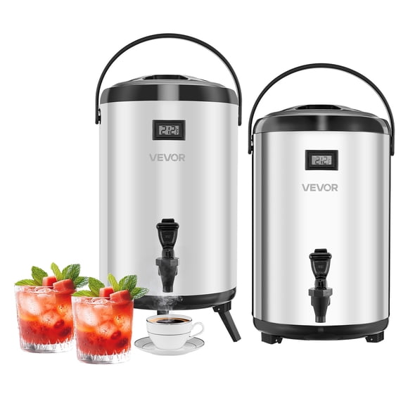 VEVOR Distributeur de Boissons Isolé 3,2 Gal pour Boissons Chaudes et Froides, Lot de 2, Argent
