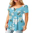thumbnail image 2 of CHOK Women T Shirts Short Sleeve Round Neck Button Up Tunic Tops (White  XL), 2 of 4