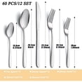 thumbnail image 2 of Bestdin Silverware Set, 60 Pieces Stainless Steel Flatware Set for 12, Include Fork Knife Spoon Set, Mirror Polished, Dishwasher Safe, Cutlery Set for Home Kitchen Restaurant, 2 of 7