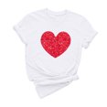thumbnail image 2 of Meichang T-Shirts de la Saint-Valentin pour Femmes Hauts Mignons Imprimé Cœur Hauts Mignons Col Rond Manches Courtes Décontractées T-Shirts de Vacances Saint-Valentin, 2 of 6