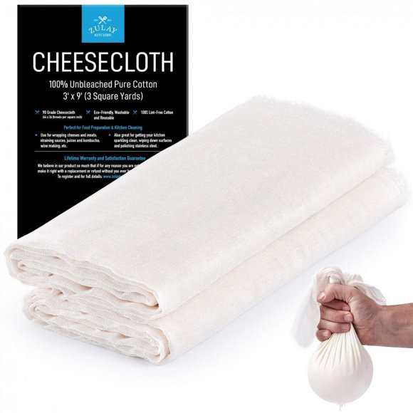 Zulay Kitchen White Reusable Ultra Fine Cheese Cloths Cotton - 3 Yard
