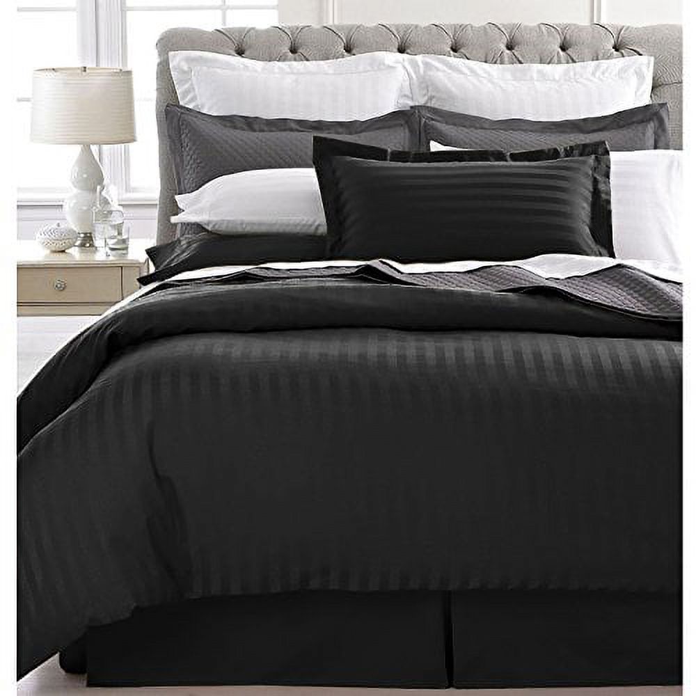 Ensemble de Couette Rayée Ultra Douce 1800 Series 3 Mcx (Grand Lit/Grand, Noir)