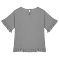 thumbnail image 4 of DecSea Girls' Solid Short Sleeve Top, Casual Bubble Sleeve & Ruffle Hem Tee, Easy Snap Closure & Breathable Summer Outfit, 4 of 8
