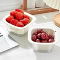thumbnail image 1 of Kitchen Strainer and Colander Bowl Set - Food-Grade Material Double-Layer Stackable Design Fruit Vegetable Washing Basket, White, JKODE, 1 of 8