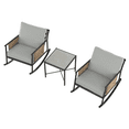 thumbnail image 3 of HOMETRENDS 3-Piece Steel Outdoor Rocking Chair Chat Set with Table & Cushions, Tan, 3 of 11