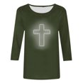 thumbnail image 4 of EGNMCR Easter T-Shirt Imprimé T-Shirts Graphiques pour Femmes Chemises pour Femmes Mode Femme Décontracté Noël Imprimé Col Rond Blouse Imprimée T-Shirt à Manches 3/4 Blouses T-Shirts pour Femmes, 4 of 4