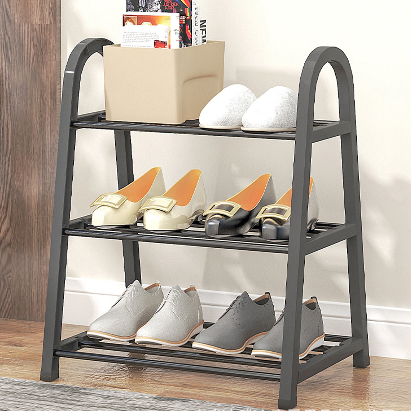 tumgatte Shoe Rack- Shoe Rack Storage Organizer With 4 Tiers Metal Shelves For Bedroom- Closet-Entry- Dorm Room Summer Savings