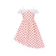 thumbnail image 1 of Robe Fille Bretelles Spaghetti Volant Asymétrique Robe Rouge à Pois 10 Ans, 1 of 6