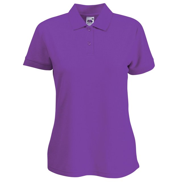 Fruit Of The Loom Polo à Manches Courtes pour Femme Coupe Dame en un design Uni Violet. Fabriqué à Partir de 65 % polyester et 35 % Coton, Ce Polo pour Femme Présente une Encolure à Col, des Manches Courtes et une Patte de Boutonnage à Deux Boutons. Conçu avec des Coutures Latérales Profilées pour une Coupe Flatteuse pour Femme. Idéal pour une Tenue Décontractée et Certifié par Amfori, Better cotton Initiative, et Oeko-Tex pour la Durabilité.