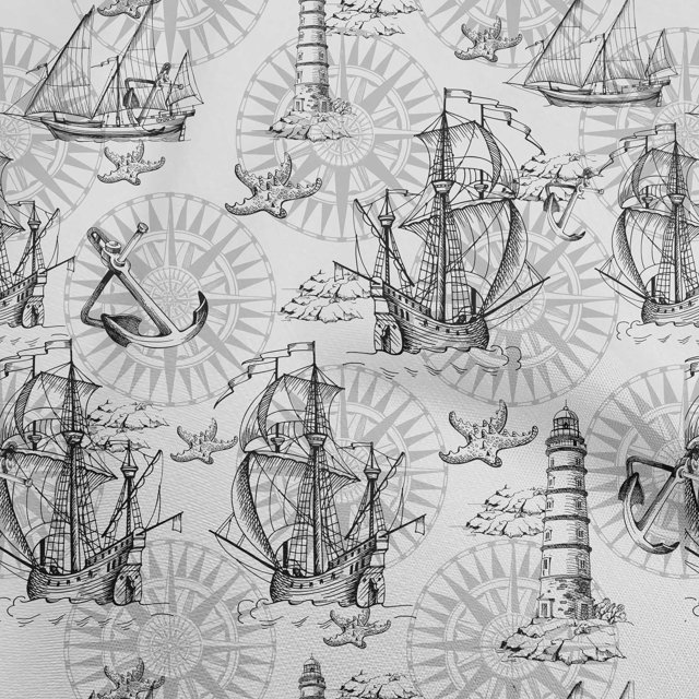 oneOone Rayon Gray Fabric Nautical Prints Craft Projects Decor Fabric Printed By The Yard 56 Inch Wide
