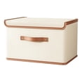 thumbnail image 1 of Tnarru Bac de Rangement avec Couvercle Conteneur d'Organisation Boîte de Rangement avec Couvercle Panier de Rangement en Tissu Organisateur de Rangement pour Organiser Garage Beige 44x30x29cm, 1 of 8