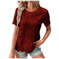 thumbnail image 1 of Haut en Dentelle pour Femmes Col Rond Crochet Manches Courtes - T-Shirt Décontracté d'Été - TTTG-TTTTTG, 1 of 4