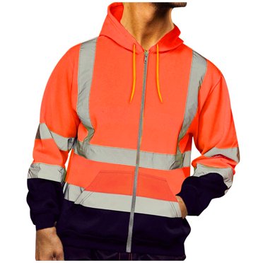 Rinsvye Mens Road Work High Cool Hoodies for Men Visibilitypullover Long Sleeve Hooded Men's Hoodie Sweatshirt Tops Blouse