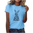 thumbnail image 1 of Tauxra Hauts d'Été à Manches Courtes pour Femmes, T-Shirts à Col Rond pour Femmes, Blouse T-Shirt Décontractée à Imprimé de Pâques, 1 of 5
