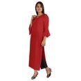 thumbnail image 3 of Moomaya Solid Rayon Kurta For Women bell Sleeve Drawstring Neck Long Ethnic Kurti, 3 of 7
