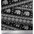 thumbnail image 2 of Soimoi Georgette Viscose Fabric Aztec & Tribal Elephant Animal Decor Fabric Printed Yard 42 Inch Wide, 2 of 3
