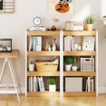 thumbnail image 2 of Costway 2 PCS 4 Tier Bookshelf Wooden Bookcase with Dual Anti-Tipping Kits Open Shelving Unit Natural, 2 of 9