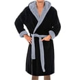 thumbnail image 1 of Innerwin Bath Robes Hoodie Men's Wrap Robe Winter Long Sleeve Soft Dressing Gown Black Gray XL, 1 of 8
