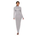thumbnail image 4 of TopLLC Longues Robe à Manches à Col Rond pour Femme Décontractée Couleur Col Montant Manches Longues Extensible Ajustée Longue Robe Haut pour Femme, 4 of 6