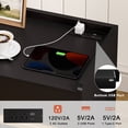 thumbnail image 4 of GUNAITO Nightstand with Charging Station Bedside Table with LED Light Wood Nightstand with Wave Texture Drawers End Table with USB Ports and Outlets for Small Space Black 1pc, 4 of 11