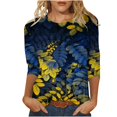 thumbnail image 2 of Xihbxyly Hauts pour Femmes Manches 3/4 T-shirt Imprimé de Mode pour Femmes Blouse à Manches 3/4 Col Rond Hauts Décontractés Articles en Liquidation, 2 of 5