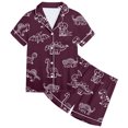 thumbnail image 4 of Ensembles de Pyjama pour Filles Imprimés Manches Courtes à Boutons Hauts Unis Ensemble T-Shirt Tenue d'Intérieur Classique Pyjamas pour Filles Garçons Mode Filles, 4 of 5