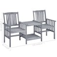 thumbnail image 4 of vidaXL Garden Chairs with Tea Table and Cushions Solid Acacia Wood, 4 of 5