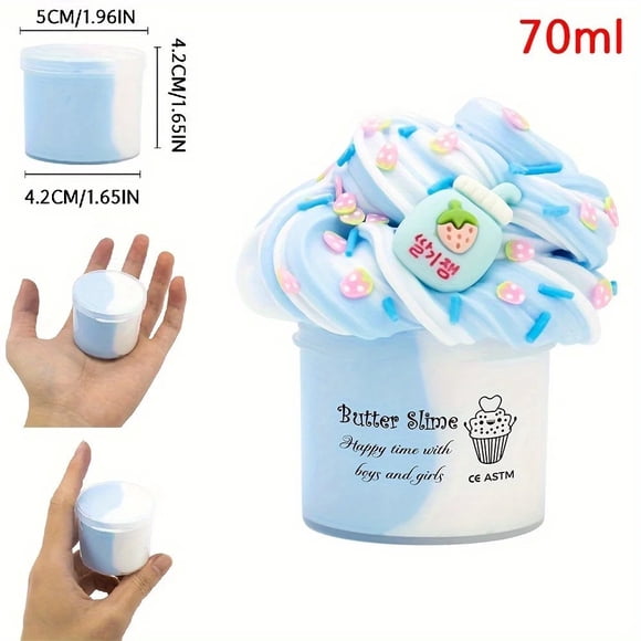 Bamboohart 2.37oz Fluffy Two-Tone Butter Slime Super Soft Clay Stretchy Non-sticky Party Favors Slime Charms Toys Education Birthday Gifts