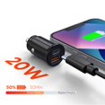 thumbnail image 2 of HyperGear mini 20W USB-C PD + 18W USB Fast Car Charger - Black, 2 of 4