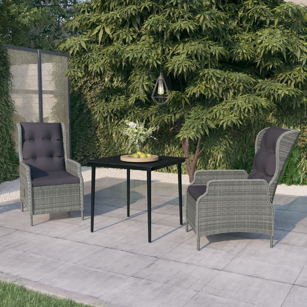 vidaXL Ensemble de Salle à Manger de Jardin 3 Pcs Gris Clair