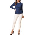 thumbnail image 2 of INSPIRE CHIC Blouse à Manches Longues pour Femmes à Col Rond avec Torsade devant, 2 of 7