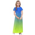 thumbnail image 4 of Robe d'Été Dégradée Scintillante pour Filles Manches Courtes Col Rond Robe Longue Fluide de Plage avec Poches pour 4-14 Ans, 4 of 8