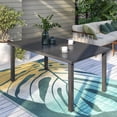 thumbnail image 1 of Mainstays Steel Slat Top Outdoor Rectangular Dining Table, Brown, 1 of 7