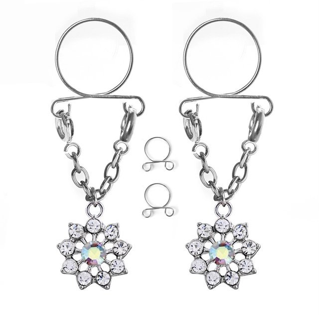 Clip Réglable Sans Perçage pour Perçage Corporel Bijou Pendentif Exquis Bague de Mamelon (AB)
